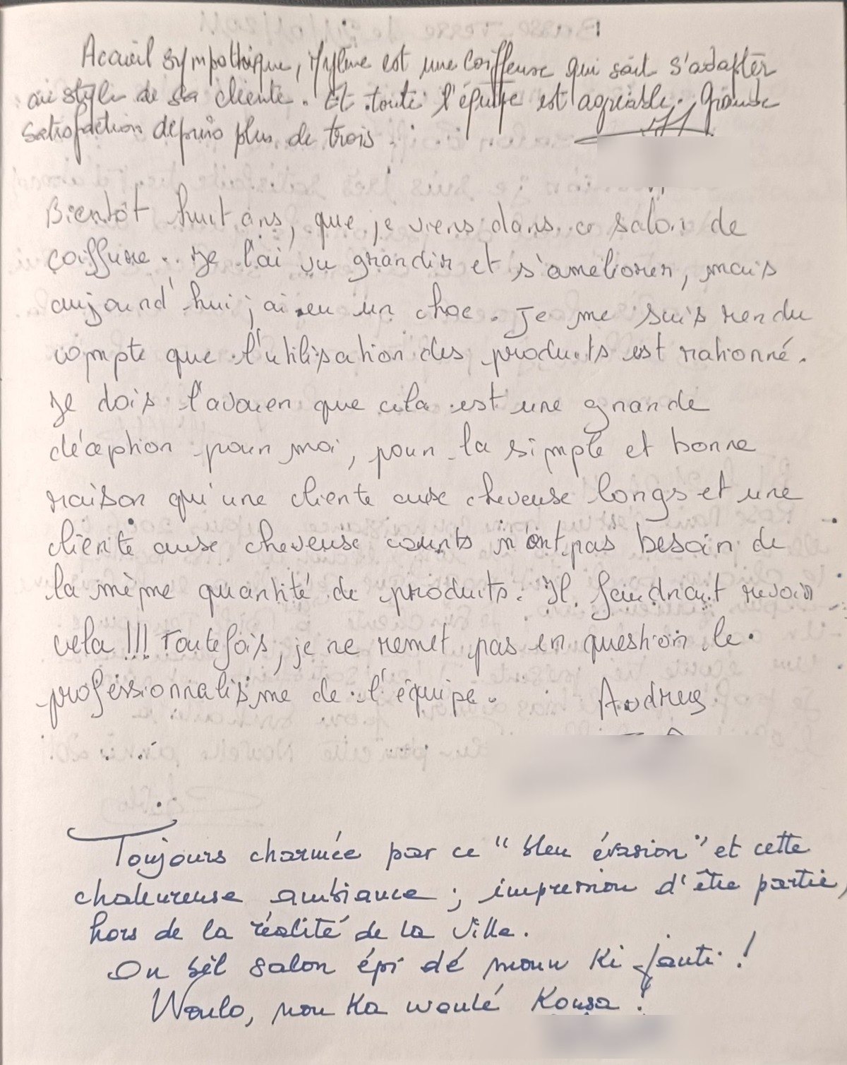 Témoignage manuscrit en créole guadeloupéen